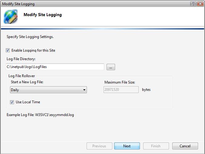 Modify Site Logging for IIS7